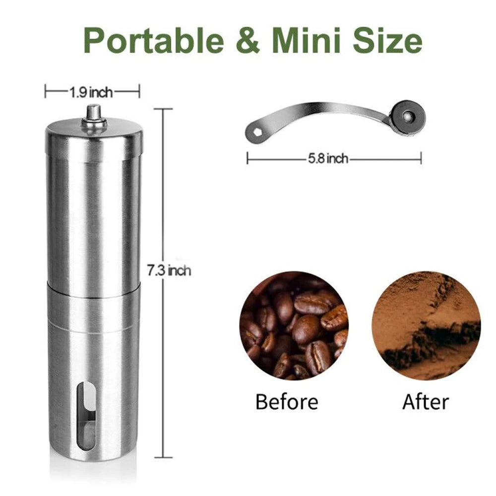 Manual Coffee Grinder with Conical Core Stainless Steel Portable Grinder Hand Made Portable Coffee Mill Coffee Accessories