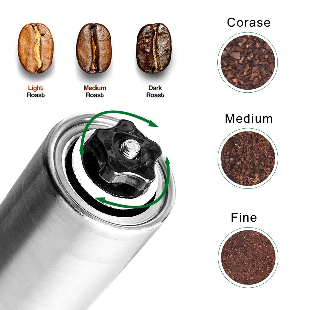 Manual Coffee Grinder with Conical Core Stainless Steel Portable Grinder Hand Made Portable Coffee Mill Coffee Accessories